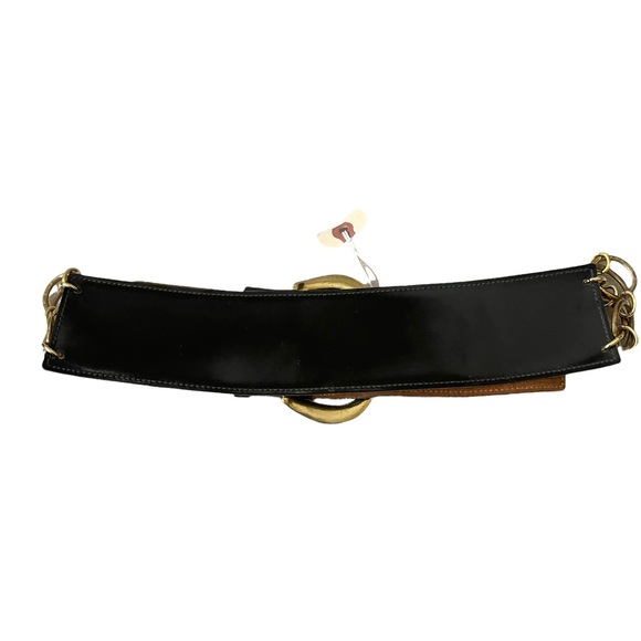 Vintage Accessories Vintage Wide Black And Gold Buckle Chain Belt